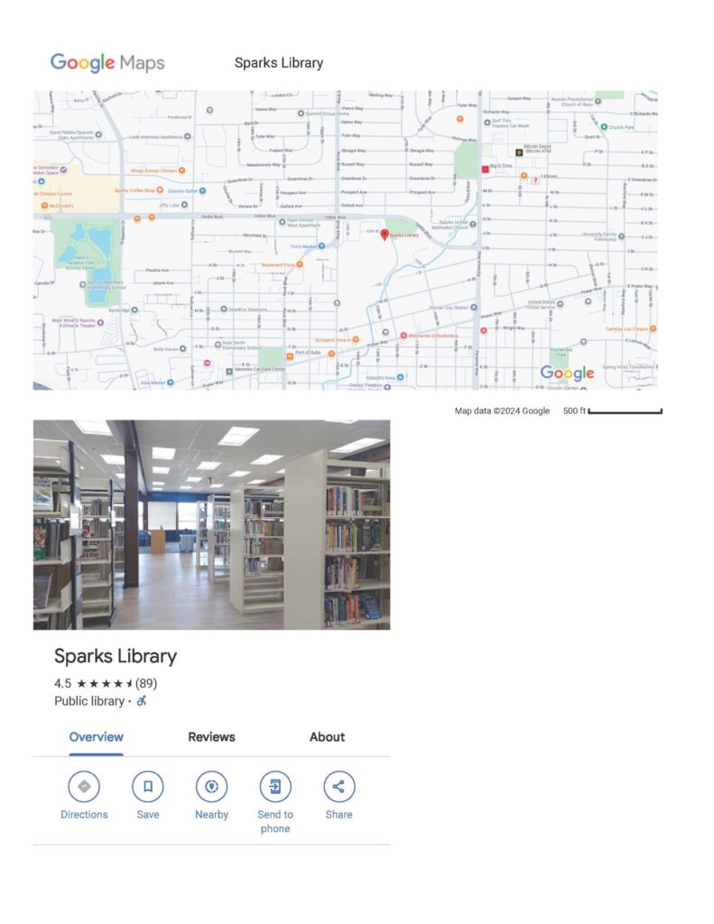 Sparks Library Google Maps representation of maps for disaster kit